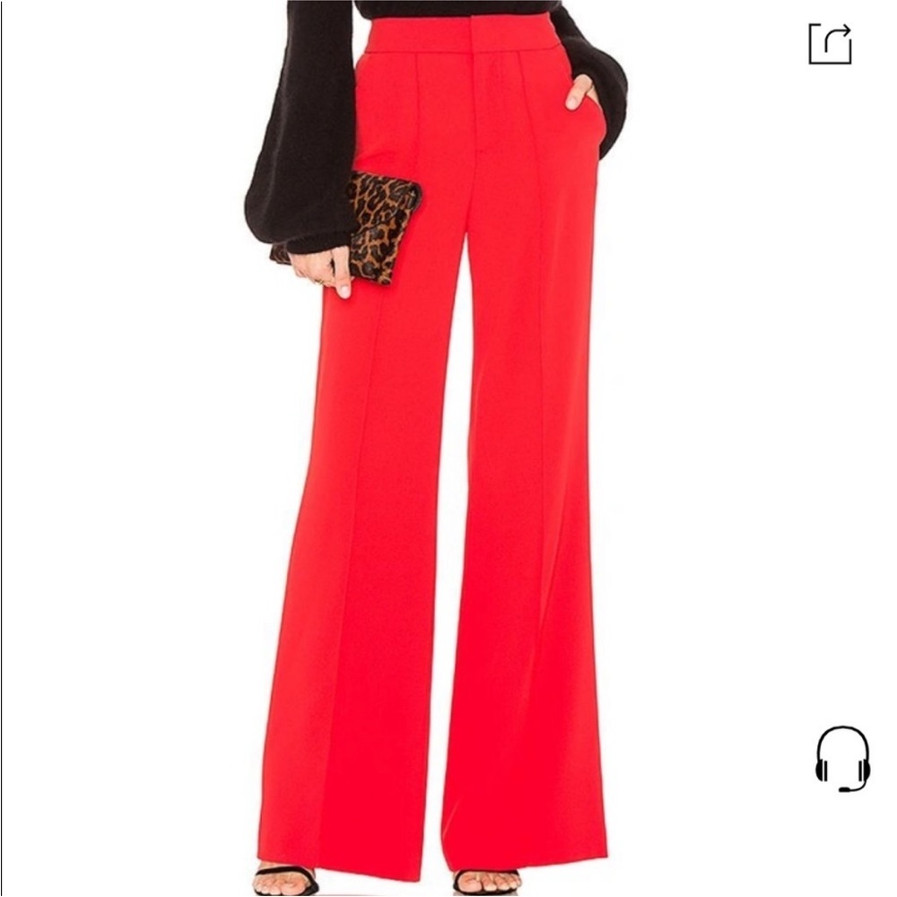 Alice Olivia Jalisa High Waist Flared Wide Leg Pants in Apple Red